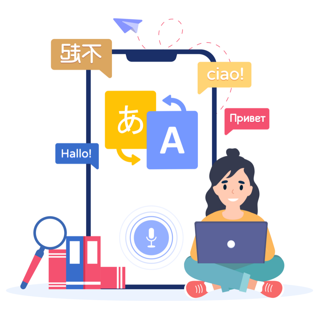 image depicting woman translating image depicting woman translating